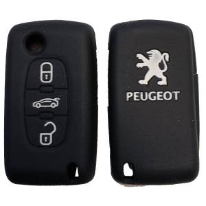 Чехол силиконовый выкидного ключа PEUGEOT 3 кнопки (с лого)