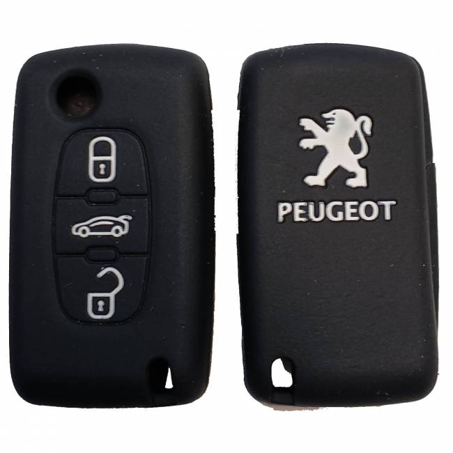 Чехол силиконовый выкидного ключа PEUGEOT 3 кнопки (с лого) — для бизнеса и офиса