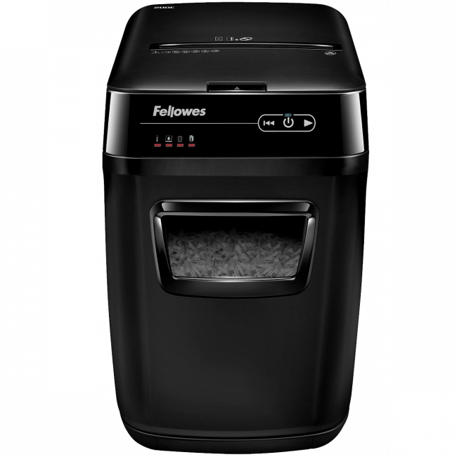 Шредер Fellowes® AutoMax® 200C, автоподача, DIN P-4, 4х38мм, 200 лст. авто, 10 ручн., 32 лтр., автор, шт Fellowes AutoMax 200C — для бизнеса и офиса