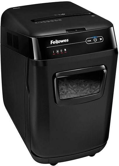 Шредер Fellowes® AutoMax® 200C, автоподача, DIN P-4, 4х38мм, 200 лст. авто, 10 ручн., 32 лтр., автор, шт Fellowes AutoMax 200C — для бизнеса и офиса