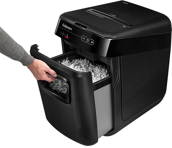 Шредер Fellowes® AutoMax® 200C, автоподача, DIN P-4, 4х38мм, 200 лст. авто, 10 ручн., 32 лтр., автор, шт Fellowes AutoMax 200C — для бизнеса и офиса