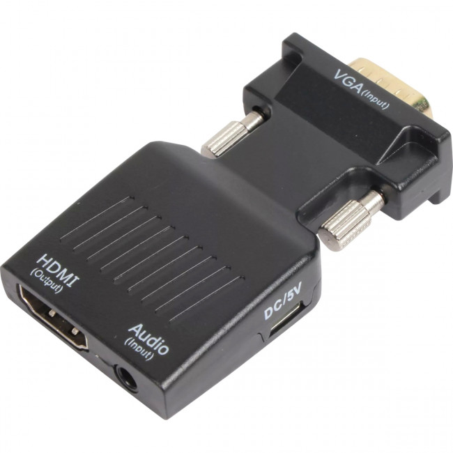 Переходник VGA(M)+audio+microUSB --> HDMI(F)1080*60Hz, VCOM <CA337A> Переходник VCOM HDMI F/VGA M+mini jack 3.5 mm M+microUSB M (CA337A)