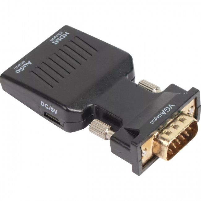 Переходник VGA(M)+audio+microUSB --> HDMI(F)1080*60Hz, VCOM <CA337A> Переходник VCOM HDMI F/VGA M+mini jack 3.5 mm M+microUSB M (CA337A)