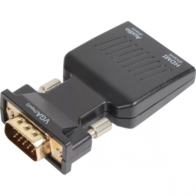 Переходник VGA(M)+audio+microUSB --> HDMI(F)1080*60Hz, VCOM <CA337A> Переходник VCOM HDMI F/VGA M+mini jack 3.5 mm M+microUSB M (CA337A)