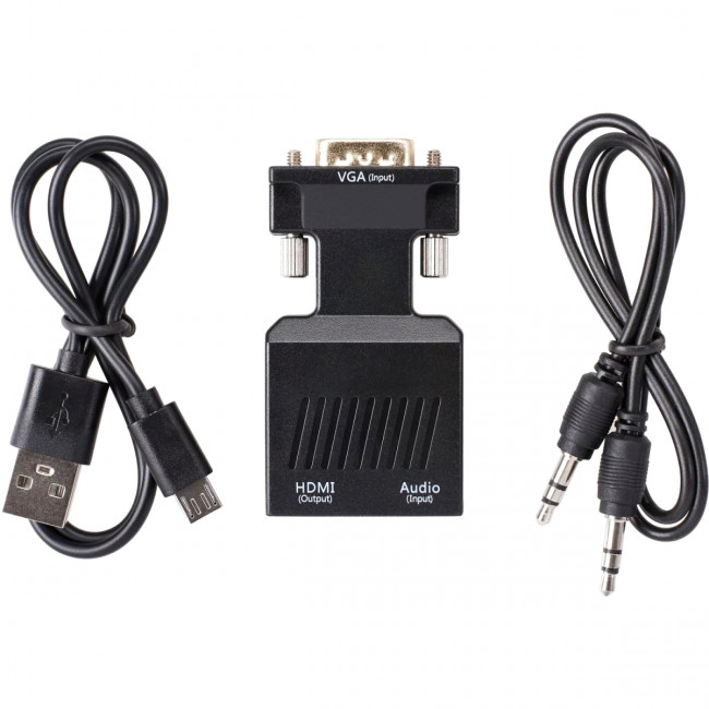 Переходник VGA(M)+audio+microUSB --> HDMI(F)1080*60Hz, VCOM <CA337A> Переходник VCOM HDMI F/VGA M+mini jack 3.5 mm M+microUSB M (CA337A)