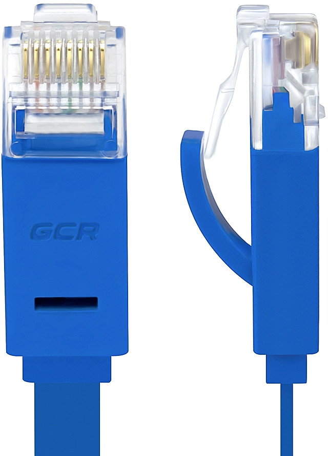 Greenconnect Патч-корд PROF плоский прямой 1.0m, UTP медь кат.6, синий, 30 AWG, GCR-LNC621-1.0m ethernet high speed 10 Гбит/с, RJ45, T568B Greenconnect RJ45(m) - RJ45(m) Cat. 6 U/UTP PVC 1м синий — для бизнеса и офиса