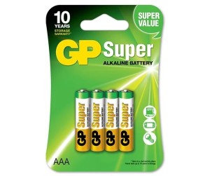 Алкалиновые батарейки GP Super Alkaline 24А ААA - 4 шт. на блистере GP Super Alkaline 24А ААA (4891199000058)