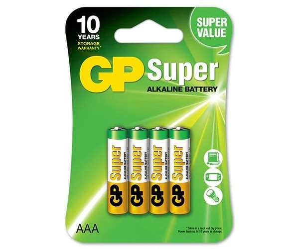 Алкалиновые батарейки GP Super Alkaline 24А ААA - 4 шт. на блистере GP Super Alkaline 24А ААA (4891199000058)