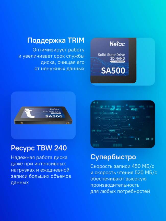 Накопитель SSD Netac NT01SA500-480-S3X — для бизнеса и офиса