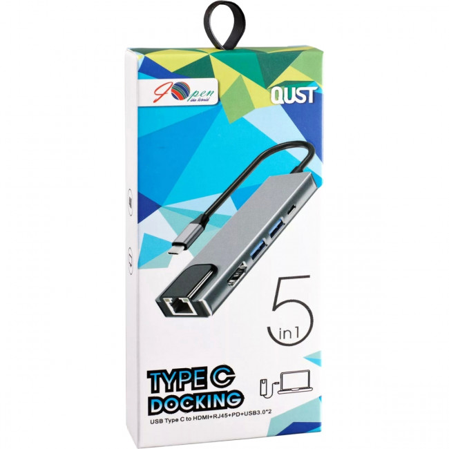 Адаптер USB 3.1 Type-Cm ->HDMI A(m) 4K@30Hz, RJ45, 2XUSB3.0, PD, iOpen <ACU435M> Адаптер iOpen USB 3.1 Type-C M/HDMI F+RJ45+USB 3.0+USB Type-C F (ACU435M) — для бизнеса и офиса