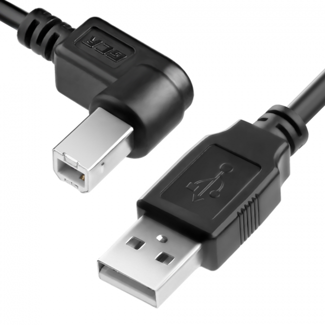 Greenconnect Кабель 1.5m USB 2.0, AM/BM угловой, черный, 28/28 AWG, экран, армированный, морозостойкий, GCR-UPC3M2-BB2S-1.5m Greenconnect  USB 2.0 Type-AM - USB 2.0 Type-BM 1.5м — для бизнеса и офиса