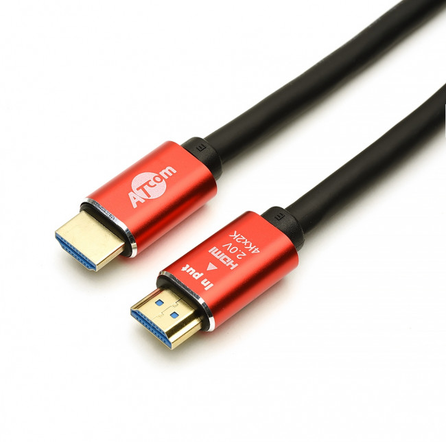 Кабель HDMI 1 m (Red/Gold, в пакете)  VER 2.0 ATcom HDMI (m) - HDMI (m) 1м