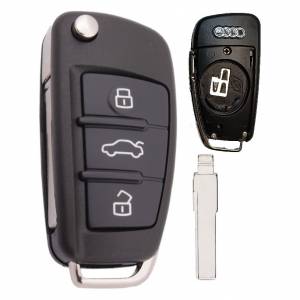 Корпус выкидного ключа AUDI 3 кнопки HU-HAA HU66, бат.на корпусе, с лого