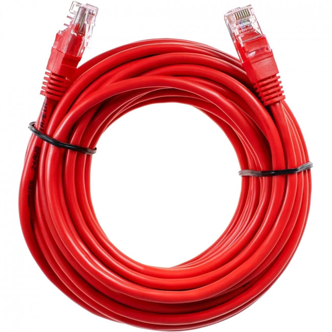 Патчкорд литой "Telecom" UTP кат.5е 10,0м красный VCOM NA102-R-10M