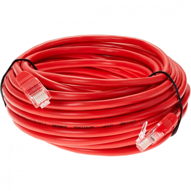 Патчкорд литой "Telecom" UTP кат.5е 10,0м красный VCOM NA102-R-10M