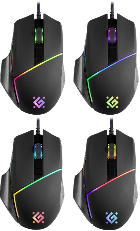 Defender Проводная игровая мышь Warfame GM-880L RGB,8кнопок,12800dpi Defender Warfame GM-880L (52880) — для бизнеса и офиса