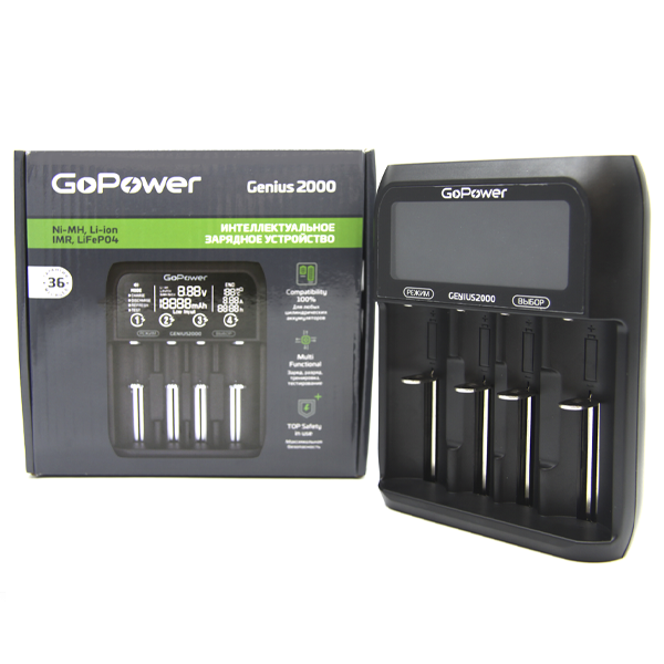 З/У для аккумуляторов GoPower Genius2000 Ni-MH/Ni-Cd/Li-ion/IMR/LiFePO4 4 слота (1/40) З/У для аккумуляторов GoPower Genius2000 (00-00017019) — для бизнеса и офиса З/У для аккумуляторов GoPower Genius2000 Ni-MH/Ni-Cd/Li-ion/IMR/LiFePO4 4 слота (1/40) З/У для аккумуляторов GoPower Genius2000 (00-00017019) — для бизнеса и офиса