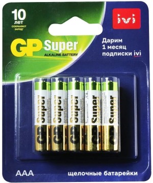 Алкалиновые батарейки GP Super Alkaline 24А/IVI АA - 10 шт. на блистере GP Super Alkaline 24А/IVI АA (4610116204573)