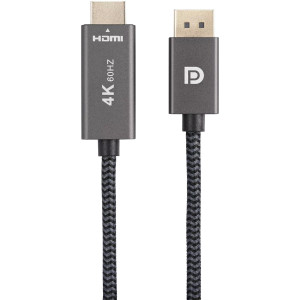 Кабель DisplayPort M-> HDMI M 4K@60Hz 1.8m Telecom,оплетка (TA561M-1.8M) Кабель-переходник Telecom DisplayPort M/HDMI M (TA561M-1.8M)