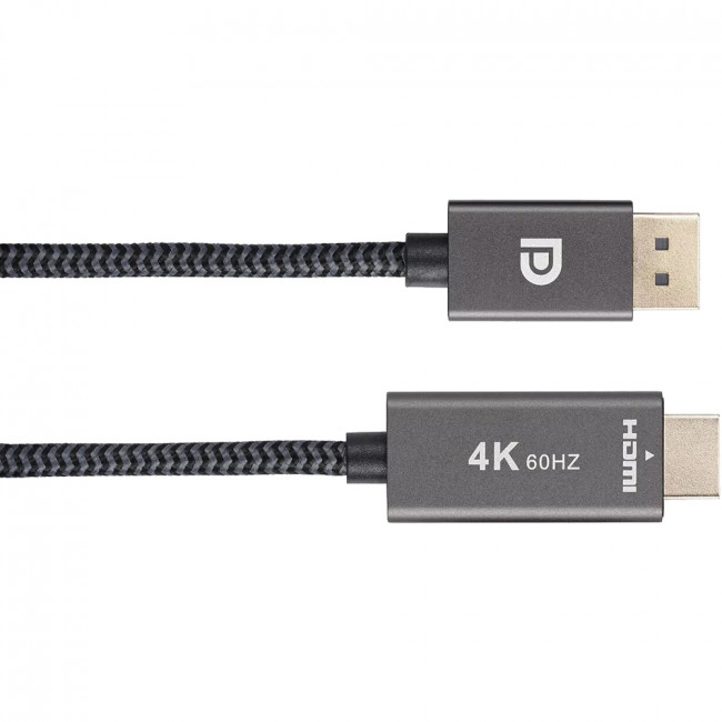 Кабель DisplayPort M-> HDMI M 4K@60Hz 1.8m Telecom,оплетка (TA561M-1.8M) Кабель-переходник Telecom DisplayPort M/HDMI M (TA561M-1.8M)