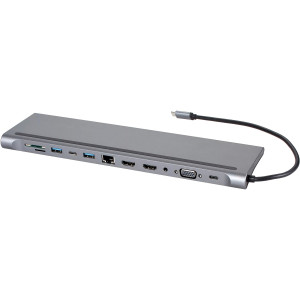 Адаптер TC--->2USB3.0+USB2.0+RJ45(100mbs)+2HDMI+VGA+PD+TypeC+TF+SD+audio, iOpen <ACU4700> Адаптер iOpen USB Type-C M/HDMI F+USB 3.0+USB 2.0 Type-AF+RJ45 VGA F+SD+USB Type-C F+TF+mini jack (ACU4700)