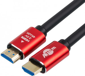Кабель HDMI 3 m (Red/Gold, в пакете)  VER 2.0 ATcom HDMI 2.0 (m) - HDMI 2.0 (m) 3 м