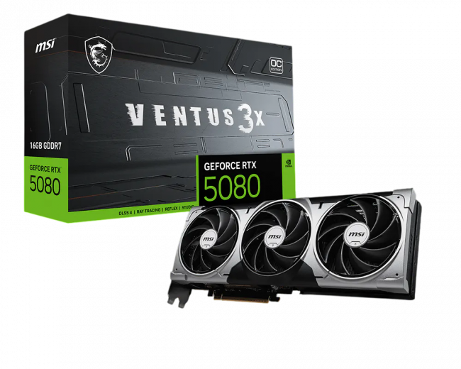 Видеокарта MSI GeForce RTX 5080 16G VENTUS 3X — для бизнеса и офиса Видеокарта MSI GeForce RTX 5080 16G VENTUS 3X — для бизнеса и офиса