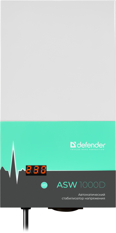 Стабилизатор напряжения ASW 1000D настенный 600Вт толщина 65мм, 1 розетка Defender ASW 1000D (99045) — для бизнеса и офиса