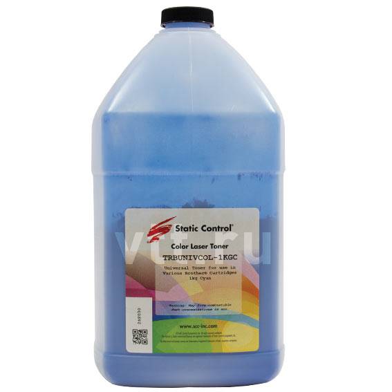 Тонер Static Control Универсальный для Brother Color, C, 1 кг, флакон — для бизнеса и офиса