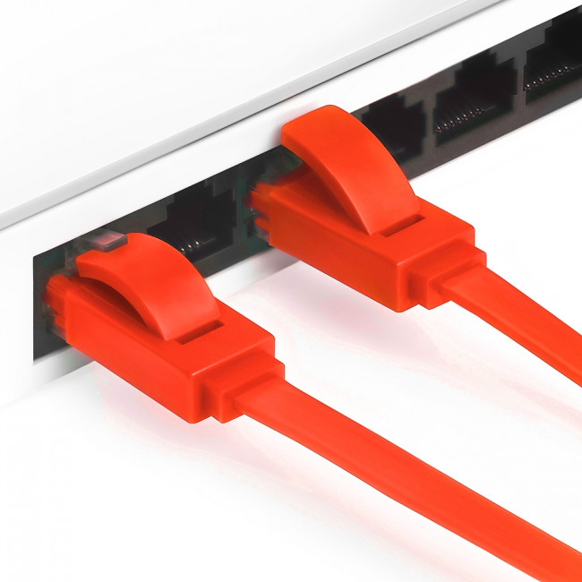 Greenconnect Патч-корд PROF плоский прямой 1.0m, UTP медь кат.6, красный, позолоченные контакты, 30 AWG, GCR-LNC624-1.0m, ethernet high speed 10 Гбит/с, RJ45, T568B Greenconnect RJ45(m) - RJ45(m) Cat. 6 U/UTP PVC 1м красный