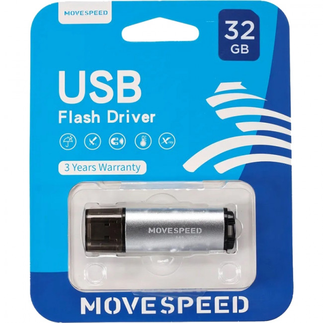USB2.0 32GB Move Speed M1 серебро Move Speed 32GB M1 (M1-32G) — для бизнеса и офиса