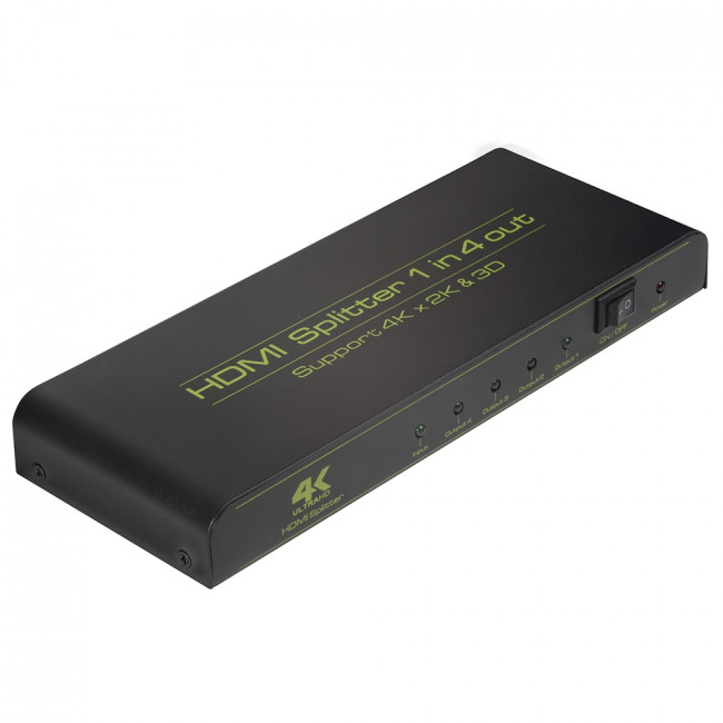 Greenconnect Разветвитель v1.4 HDMI 1на 4 выхода, 4K2K 30Hz /1080p 120Hz + индикация серия Greenline GL-v104C Greenconnect HDMI (f) to 4 x HDMI (f) — для бизнеса и офиса