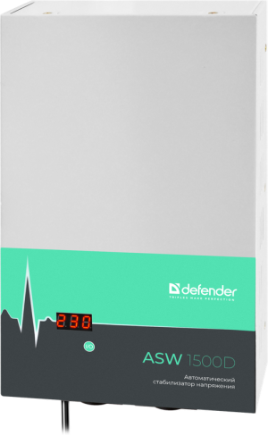 Стабилизатор напряжения ASW 1500D настенный 900Вт толщина 65мм, 2 розетки Defender ASW 1500D (99046)