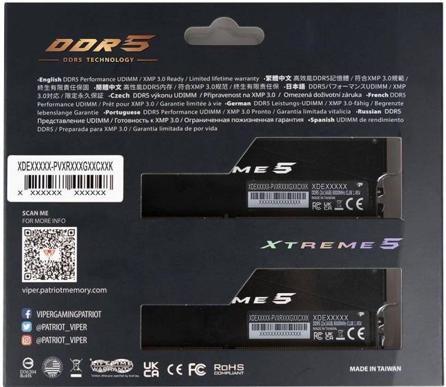 Память DDR5 2x16Gb 8000MHz Patriot PVXR532G80C38K — для бизнеса и офиса