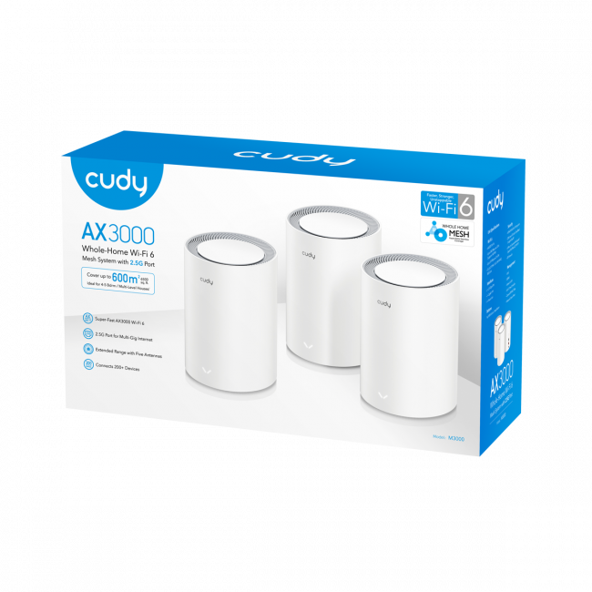 Wi-Fi Mesh-система Cudy M3000(3-Pack) — для бизнеса и офиса Wi-Fi Mesh-система Cudy M3000(3-Pack) — для бизнеса и офиса