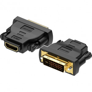 Адаптер-переходник Vention DVI 24+1 M/ HDMI 19F Адаптер-переходник Vention DVI 24+1M/HDMI 19F (ECDB0)