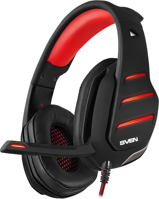 Игровые наушники с микрофоном SVEN AP-U997MV, черный-красный (USB, LED, 7,1) Sven AP-U997MV — для бизнеса и офиса
