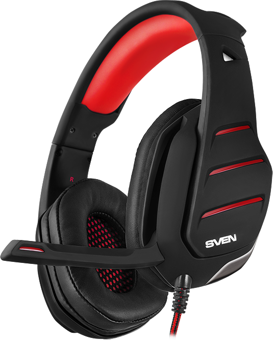 Игровые наушники с микрофоном SVEN AP-U997MV, черный-красный (USB, LED, 7,1) Sven AP-U997MV — для бизнеса и офиса