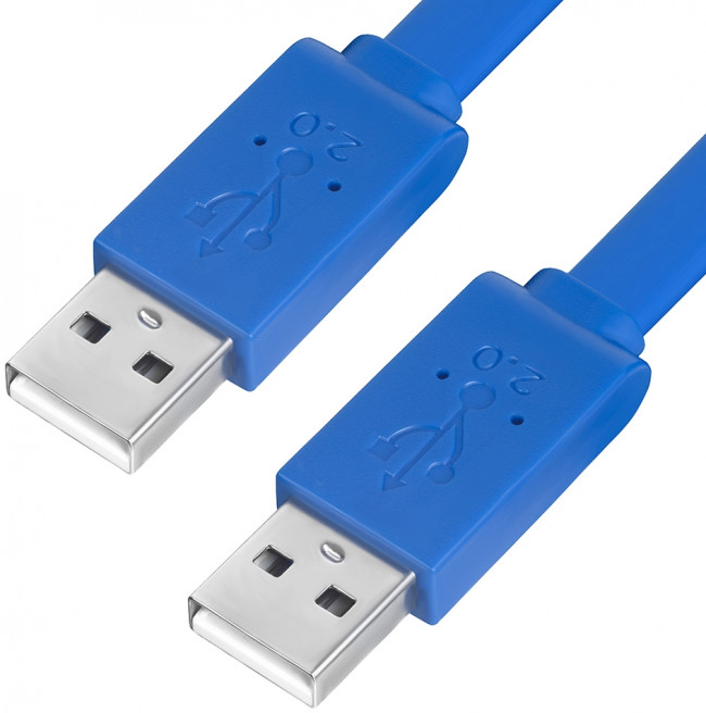 Greenconnect Кабель PROF 1.0m USB 2.0, AM/AM, плоский, синий, морозостойкий, GCR-UM4MF-BD-1.0m Greenconnect USB 2.0 Type-AM - USB 2.0 Type-AM 1м — для бизнеса и офиса