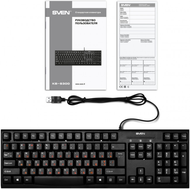 Клавиатура SVEN KB-S300 чёрная (104кл.) SVEN KB-S300
