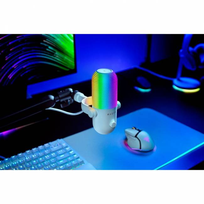 Микрофон Razer Seiren V3 Chroma - White Razer Seiren V3 Chroma - White RZ19-05060200-R3M1 — для бизнеса и офиса Микрофон Razer Seiren V3 Chroma - White Razer Seiren V3 Chroma - White RZ19-05060200-R3M1 — для бизнеса и офиса