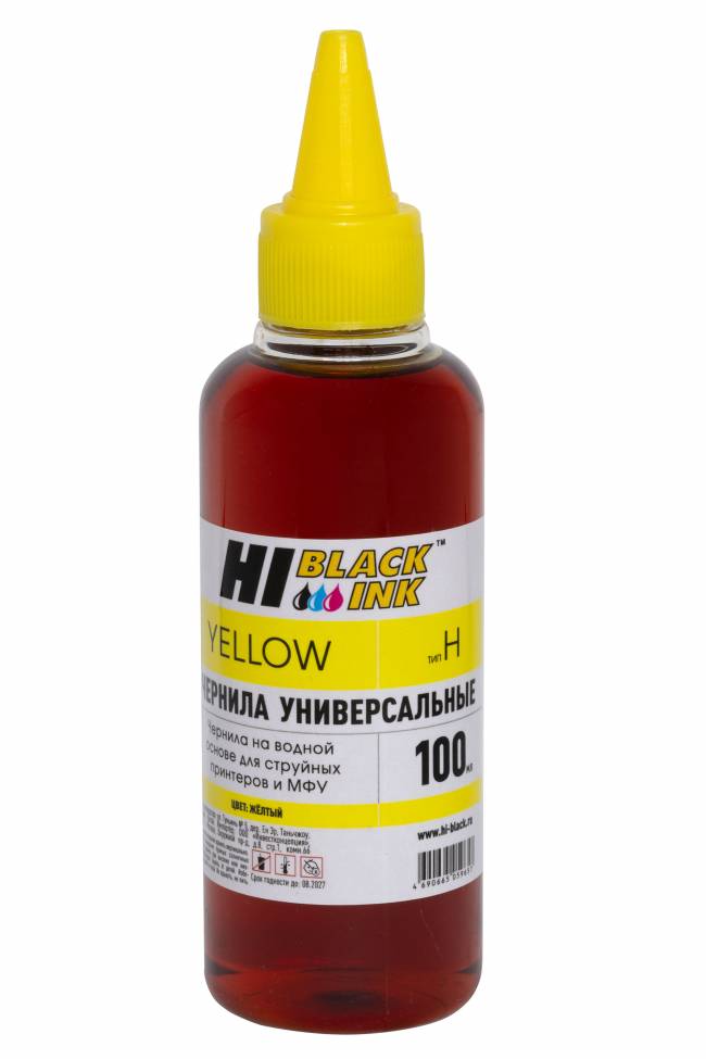 Чернила Hi-Black Универсальные для HP (Тип H-V1), Y, 0,1 л. — для бизнеса и офиса
