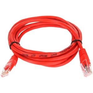 Патчкорд литой "Telecom" UTP кат.5е 2,0м красный VCOM NA102-R-2M