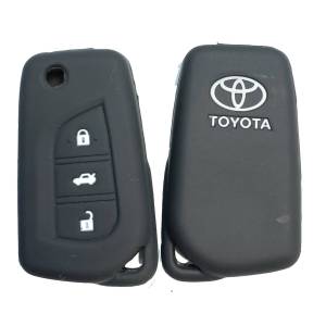 Чехол силиконовый выкидного ключа TOYOTA 3 кнопки (с лого)