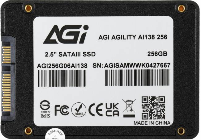Накопитель SSD AGI TECHNOLOGY CO., LTD AGI256G06AI138 — для бизнеса и офиса