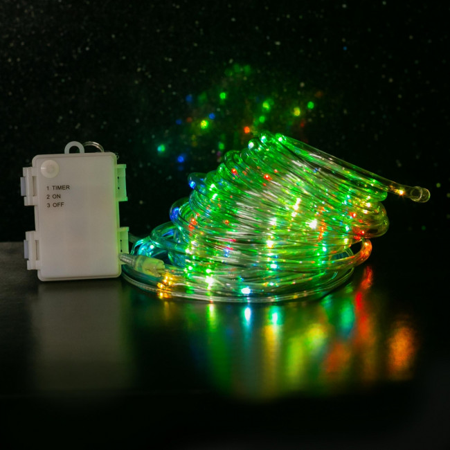 Гирлянда Гирлянда 80LED RGB 3АА, 8 режимов, 8 м, шнур, разноцветная