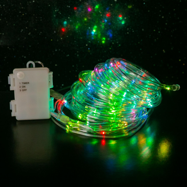 Гирлянда Гирлянда 80LED RGB 3АА, 8 режимов, 8 м, шнур, разноцветная