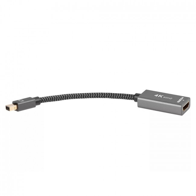 Адаптер miniDP --> HDMI-F 0.15м ,  оплетка, 4K@60Hz, Telecom (TA565) Адаптер-переходник Telecom Mini DisplayPort M/HDMI F (TA565)
