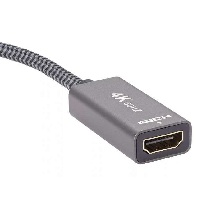 Адаптер miniDP --> HDMI-F 0.15м ,  оплетка, 4K@60Hz, Telecom (TA565) Адаптер-переходник Telecom Mini DisplayPort M/HDMI F (TA565)