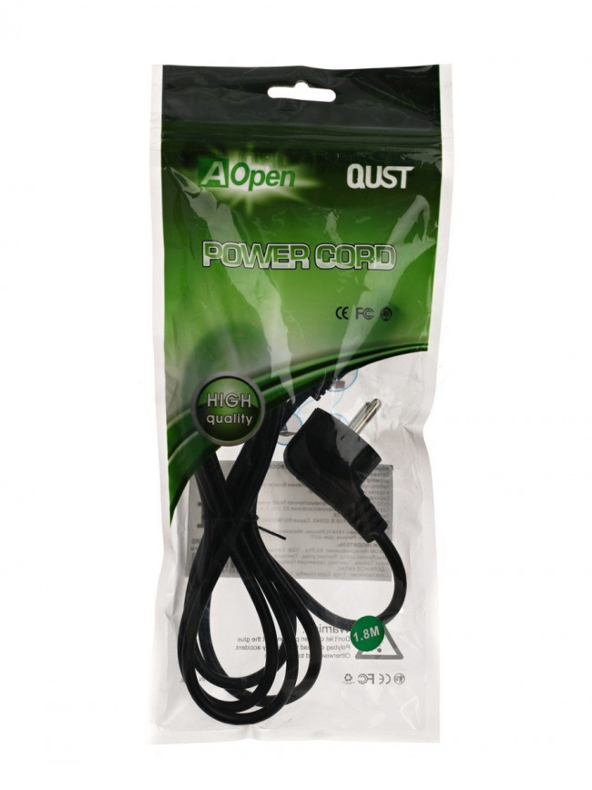 Кабель питания для ноутбуков 3-pin ( угловая Евровилка) <VDE> 3G*0.5mm2 Aopen <ACE022-1.8M> , 1,8m VCOM ACE022-1.8M — для бизнеса и офиса